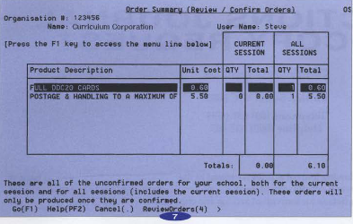 Screenshot of the SCIS Voyager Order Summary Review page